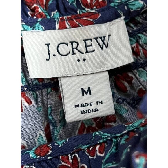 J. Crew Women's Navy cottonPoplin Ruffle-Neck Popover Blouse Medium A001573 - Picture 5 of 6